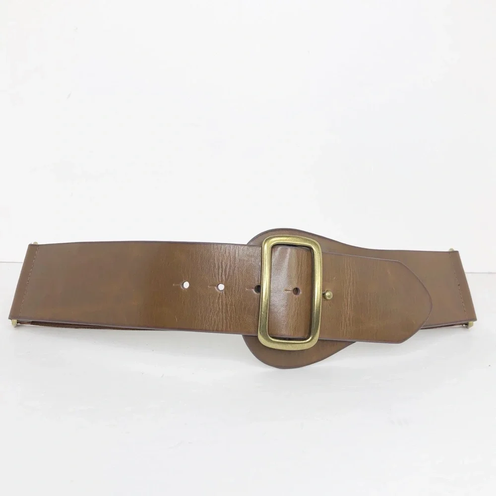 Steven by Steve Madden, brown leather stretch belt